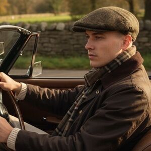 Mucros Weavers Driving Cap Men's Newsboy 8-Piece Flat Hat 100% Tweed Wool